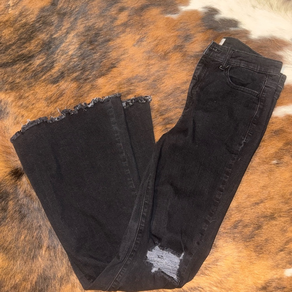 Black Frayed Hem Women's Jeans